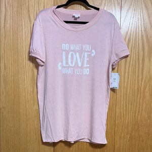 LuLaRoe Pink Short Sleeve Liv Relaxed Tee- Large